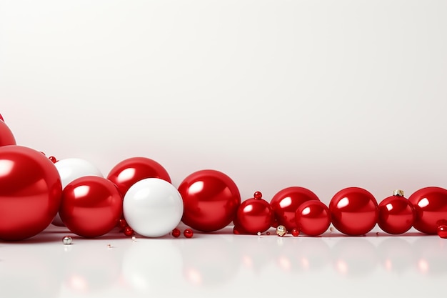 Rendering 3D di palle bianche e rosse in fila su sfondo bianco