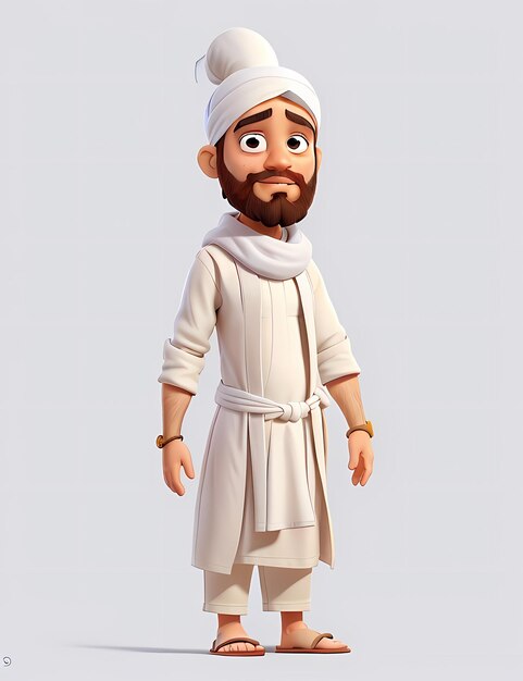 Rendering 3D di personaggi di cartoni animati in 3D che indossano abiti arabi generati da Ai