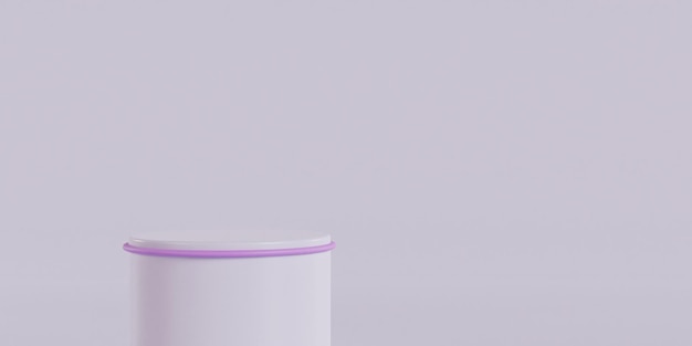 Rendering 3d di podio bianco e cerchio rosa