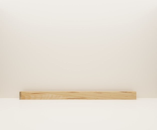 Rendering 3D di podio in legno astratto minimo sfondo marrone