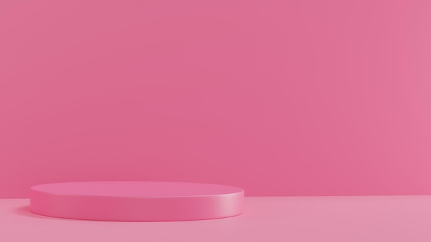 Rendering 3d di podio rosa pastello rosa pastello e piattaforma geometrica rosa scena minima della parete rosa