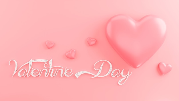 Rendering 3D di San Valentino e cuore rosa