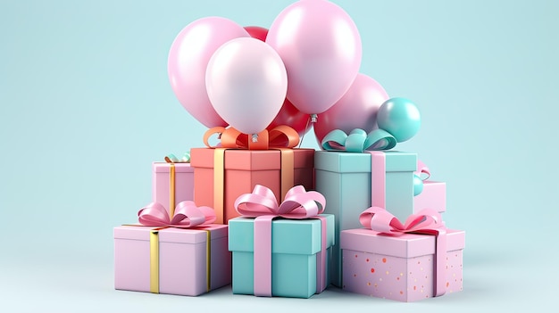 Rendering 3d di scatole regalo per festeggiare