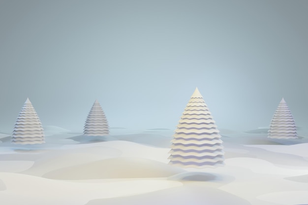 Rendering 3D di sfondo bianco albero di Natale