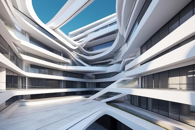 Rendering 3D di sfondo di architettura moderna astratta