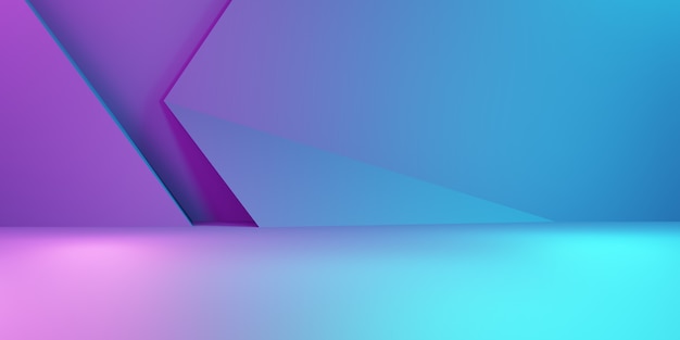 Rendering 3D di sfondo geometrico astratto viola e blu Scena per la pubblicitàEsposizione del prodotto