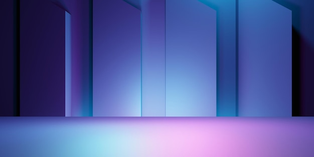 Rendering 3d di sfondo geometrico astratto viola e blu Scena per la visualizzazione di prodotti pubblicitari