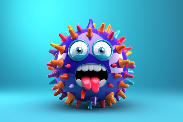 rendering 3d di sfondo minimo elemento carattere virus carino