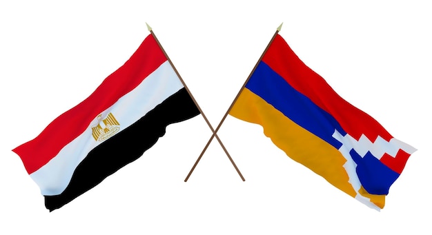 Rendering 3D di sfondo per disegnatori illustratori Bandiere del giorno dell'indipendenza nazionale Egitto e Artsakh