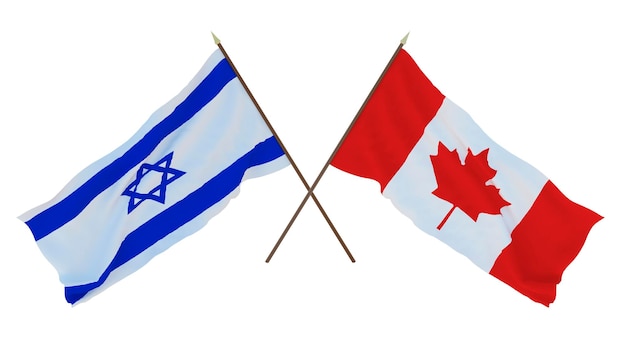 Rendering 3D di sfondo per disegnatori illustratori Bandiere del giorno dell'indipendenza nazionale Israele e Canada