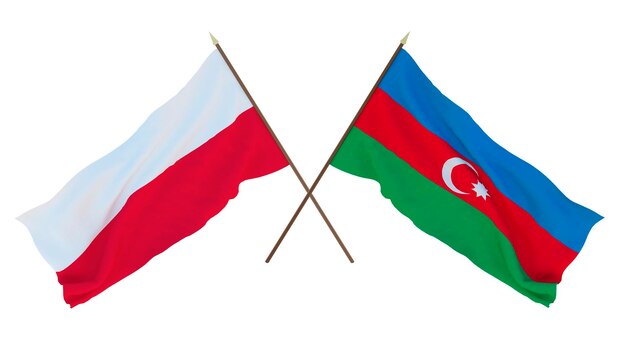 Rendering 3D di sfondo per disegnatori illustratori Bandiere del giorno dell'indipendenza nazionale Polonia e Azerbaigian