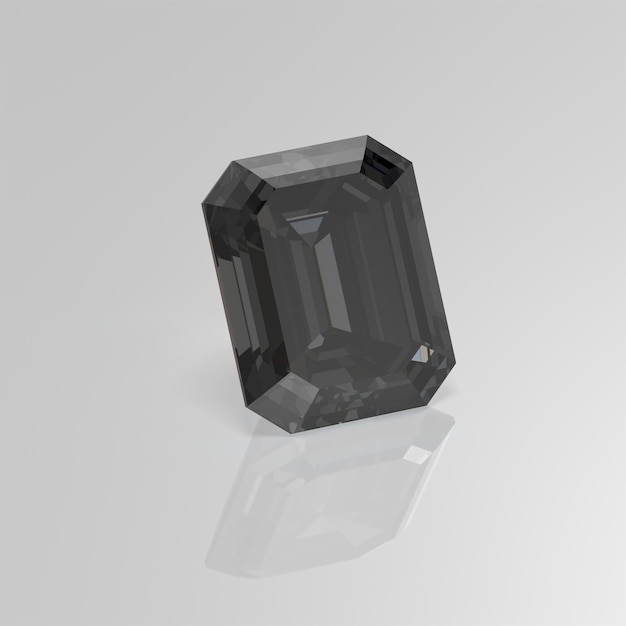 Rendering 3D di smeraldo con pietra preziosa di diamante nero