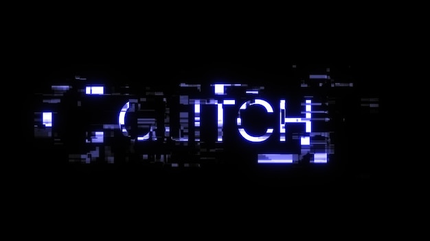 Rendering 3D di testo di glitch con effetti di schermo di glitch tecnologici