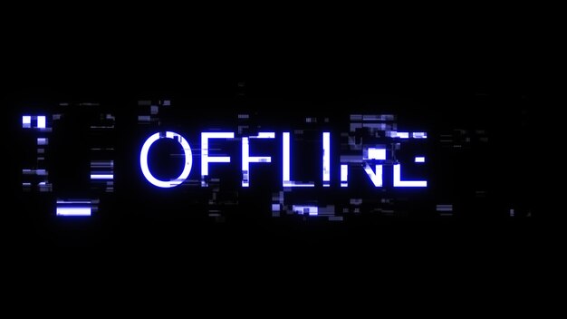 Rendering 3D di testo offline con effetti di schermo di glitch tecnologici