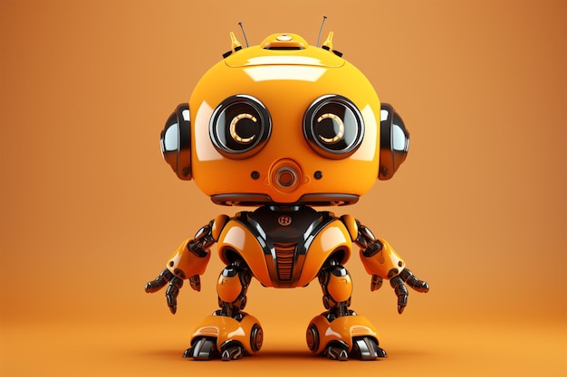 Rendering 3D di un carino robot arancione