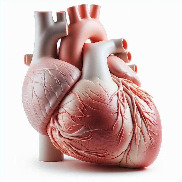 Rendering 3D di un cuore anatomico fatto di plastica su uno sfondo bianco 8