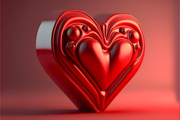 Rendering 3D di un cuore d'amore IA generativa