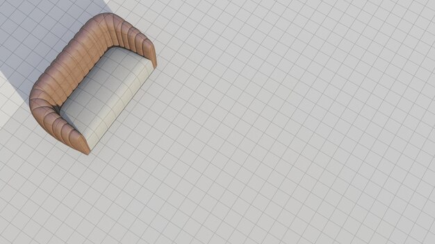 Rendering 3D di un divano in pelle su un progetto