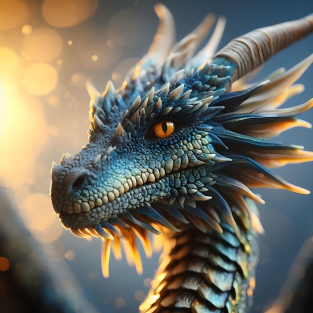 Rendering 3D di un drago fantasy isolato su uno sfondo scuro