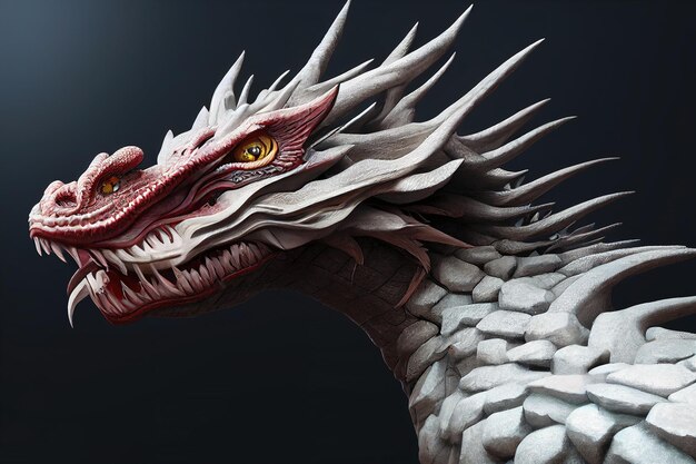 Rendering 3D di un drago fantasy