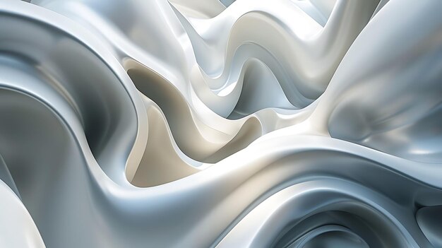 Rendering 3D di un liquido bianco Il liquido è liscio e cremoso e scorre in un modello ondulato