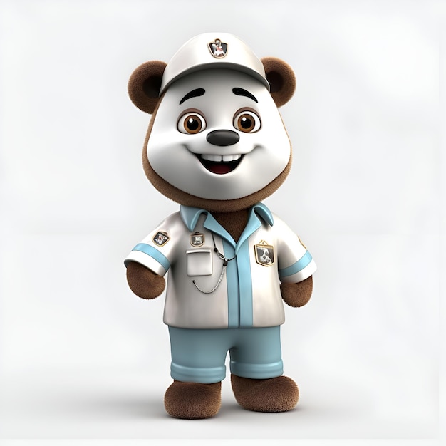 Rendering 3D di un medico panda con uno stetoscopio