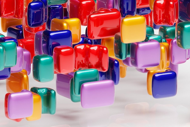Rendering 3D di un modello astratto multicolore di forme