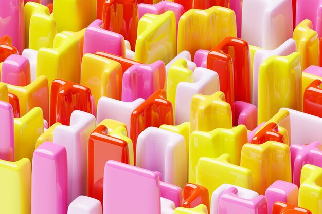 Rendering 3D di un modello astratto multicolore di forme