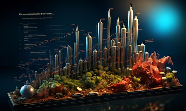 Rendering 3d di un modello della città e della terra