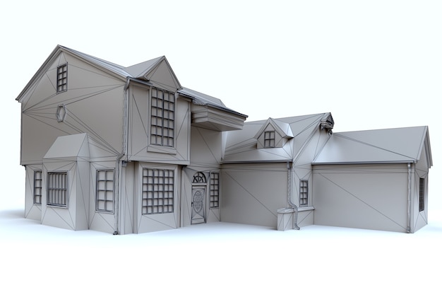 Rendering 3D di un modello di architettura in bianco