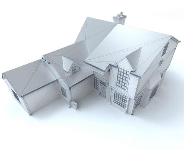 Rendering 3D di un modello di architettura in bianco