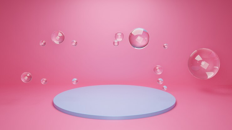 Rendering 3D di un podio con forme geometriche
