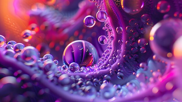 Rendering 3D di un primo piano di un fiore rosa e viola L'immagine è molto dettagliata e sembra quasi reale