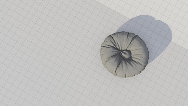 Rendering 3D di un sacchetto di fagioli rotondo su un progetto