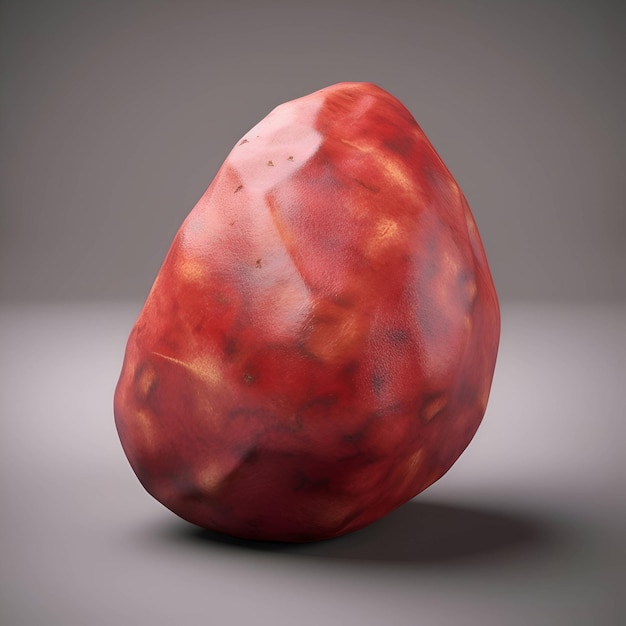 Rendering 3D di un uovo rosso su uno sfondo grigio con ombra