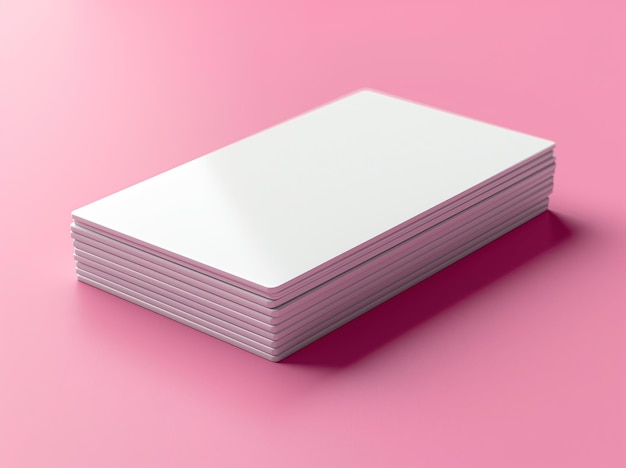 Rendering 3D di una carta bianca vuota su uno sfondo rosa