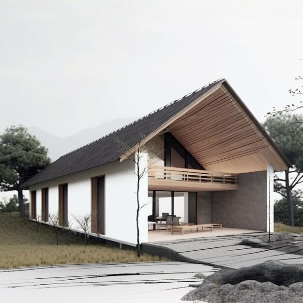 Rendering 3D di una casa moderna