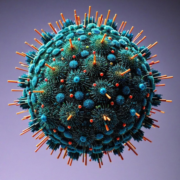 Rendering 3D di una cellula microbica del coronavirus