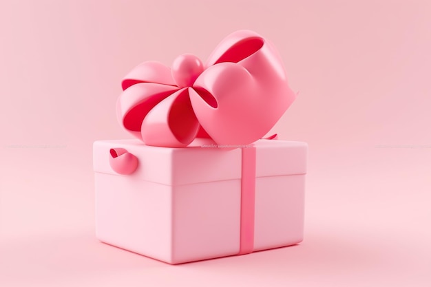 Rendering 3d di una confezione regalo rosa aperta con nastri isolati su sfondo pastello