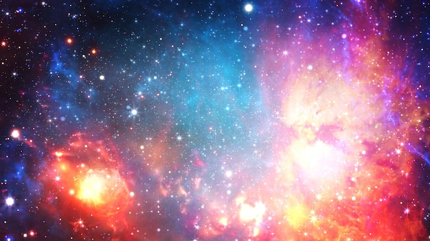 Rendering 3D di una nebulosa stellare e di ammassi di gas cosmici di polvere cosmica e costellazioni nello spazio