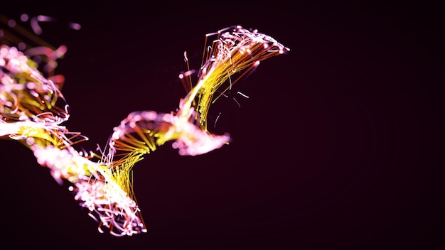 Rendering 3D di una particella astratta e elegante su uno sfondo scuro