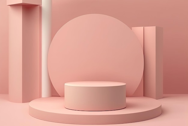 Rendering 3D di una scena sul podio Sfondo vetrina prodotto rosa