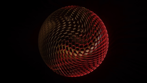 Rendering 3D di una sfera astratta da blocchi cubici volumetrici