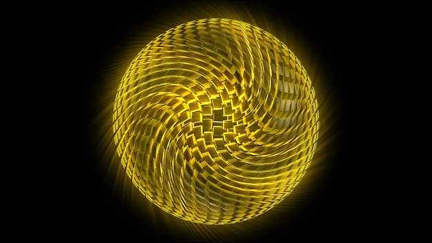 Rendering 3D di una sfera astratta da blocchi cubici volumetrici