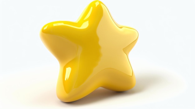 Rendering 3D di una stella gialla La stella è lucida e ha una superficie liscia È isolata su uno sfondo bianco