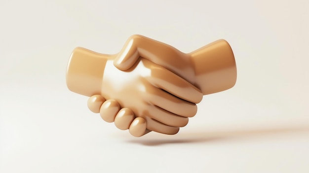 Rendering 3D di una strette di mano in uno stile semplice e pulito La stretta di mano è un simbolo di fiducia, cooperazione e accordo