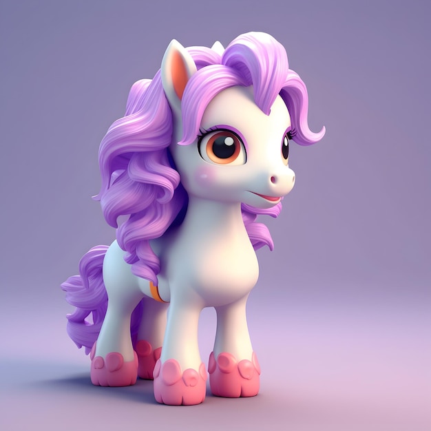 Rendering 3d di unicorno pony fantasy carino