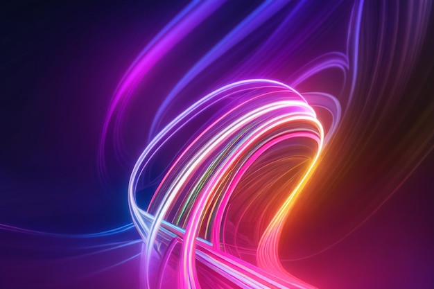 rendering 3d di uno sfondo colorato con una forma astratta che brilla nello spettro ultravioletto con linee al neon sinuose Concetto di energia futuristica