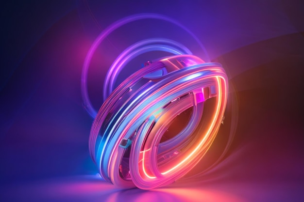 rendering 3d di uno sfondo colorato con una forma astratta che brilla nello spettro ultravioletto con linee al neon sinuose Concetto di energia futuristica