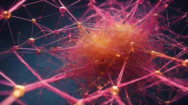 Rendering 3D di uno sfondo di comunicazione di rete astratto con progettazione plexus